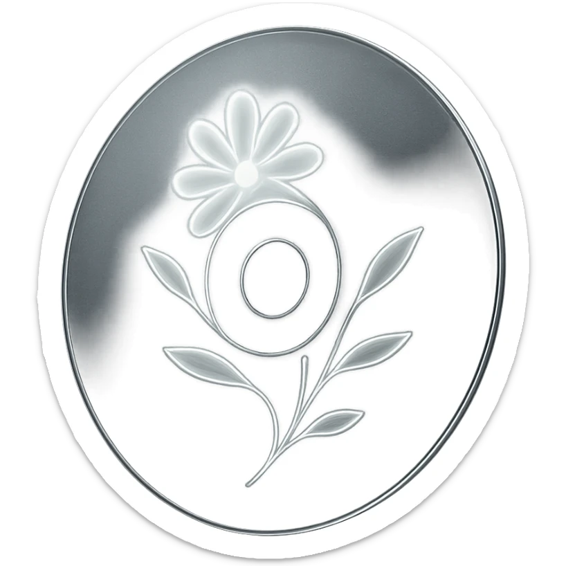 A minimalist CD disc with glowing floral pattern, monochrome sticker