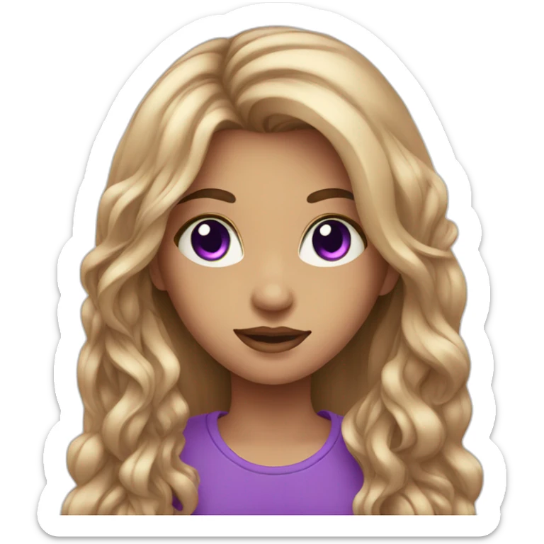 beautiful girl with purple eyes and long hair sticker