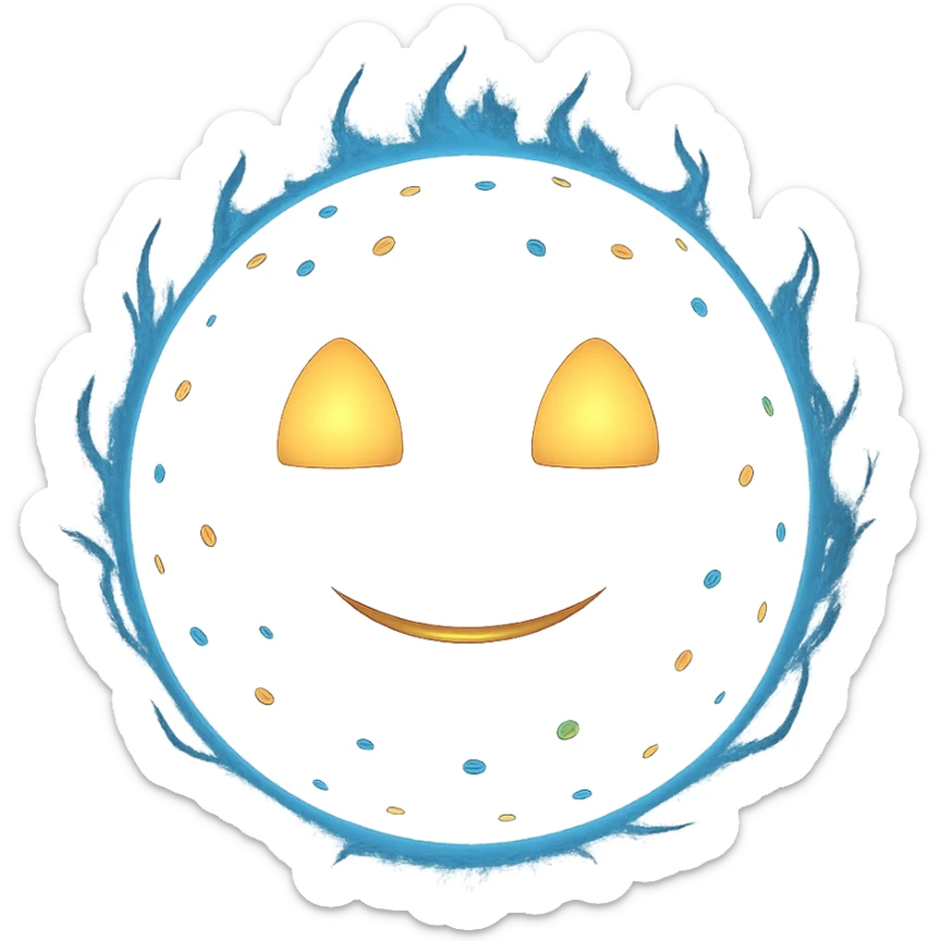 Make the smile more subtle and gentle. Enhance the ball to feel like a mystical, magical aura guide, with ethereal glow and a sense of wisdom. Keep the 3D emoji style. sticker