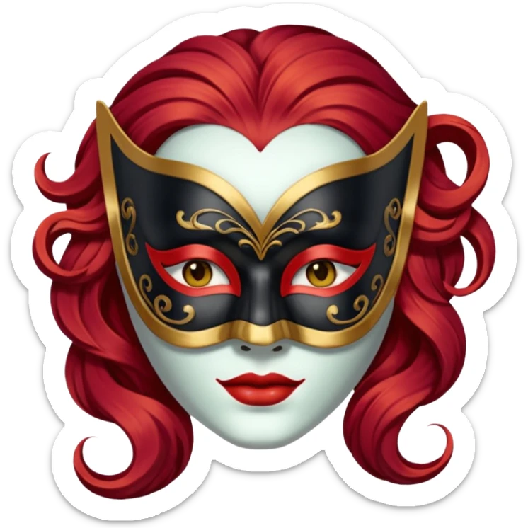 masked person venice bauta woman red hair sticker