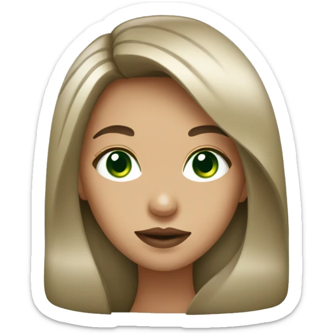 girl with big lips, long brown hair and green eyes  sticker