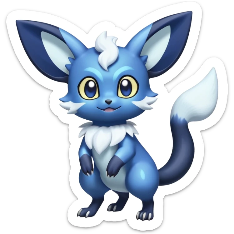 Shiny snowy pastel Noibat-Meowstic-Umbreon-Fakémon-hybrid-creature (full body)  sticker