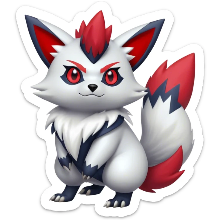 Epic Shiny Cool Edgy Zangoose-Zorua-Pokemon-fakemon-hybrid-animal Full Body  sticker