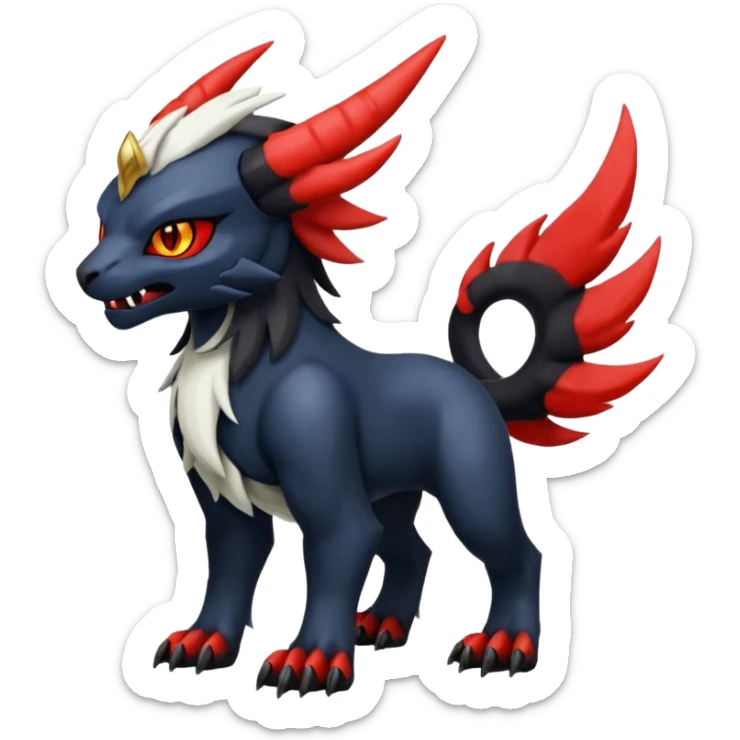 Handsome cool badass edgy Absol-Litten-Guilmon-Giratina-Pokémon-Fakémon-fusion-hybrid-creature sticker