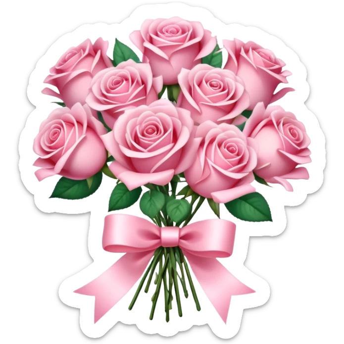 A sparkly romantic beautiful cute pretty aesthetic soft-pink bouquet of roses with a small ribbon sticker