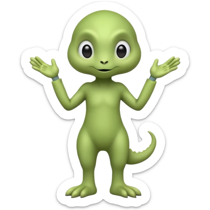 full body ...cute peacefull alien furry with 2 legs ....stands upright and looks intelligent ...wears clothing. not green..looks happy and cuddly... doesnt have eyes on face, there is a appendage coming from top of head with a single large eye sticker