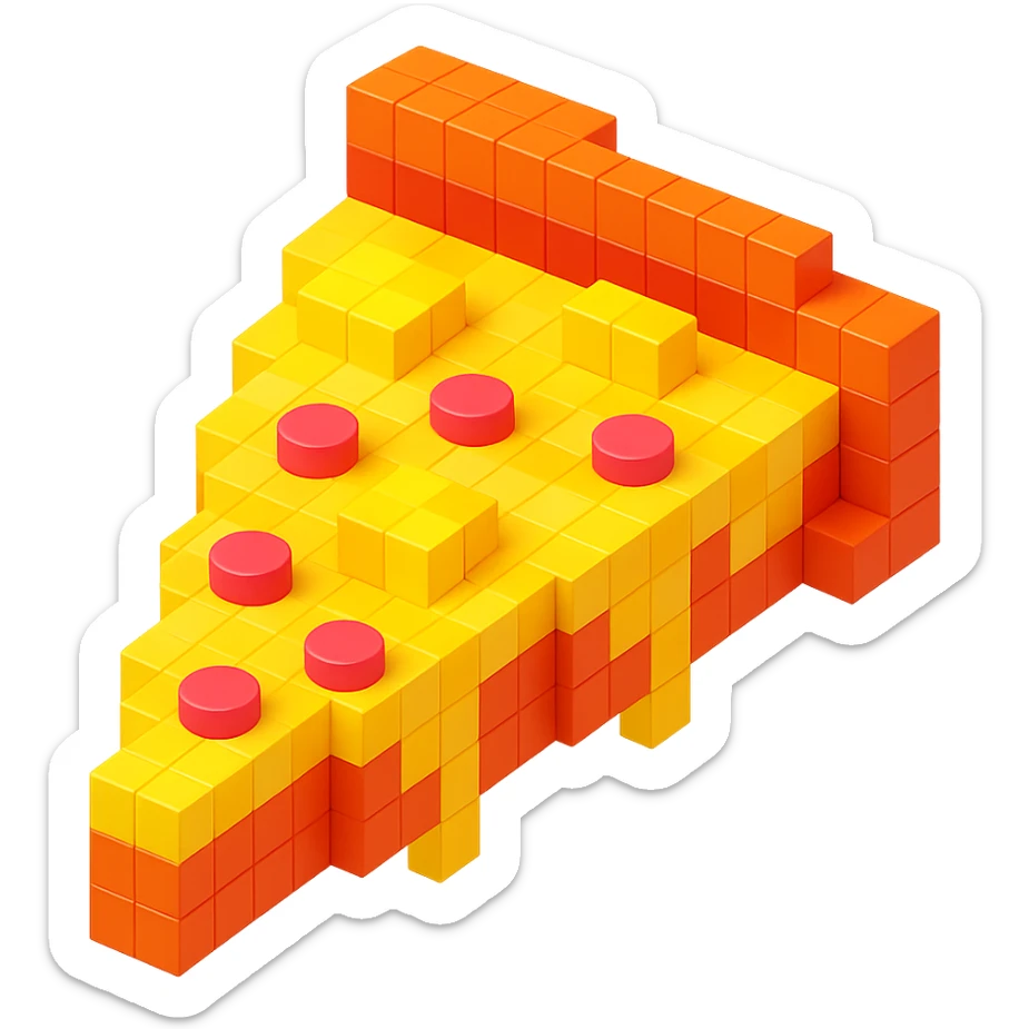 voxel style pizza with pineapple and extra cheese sticker
