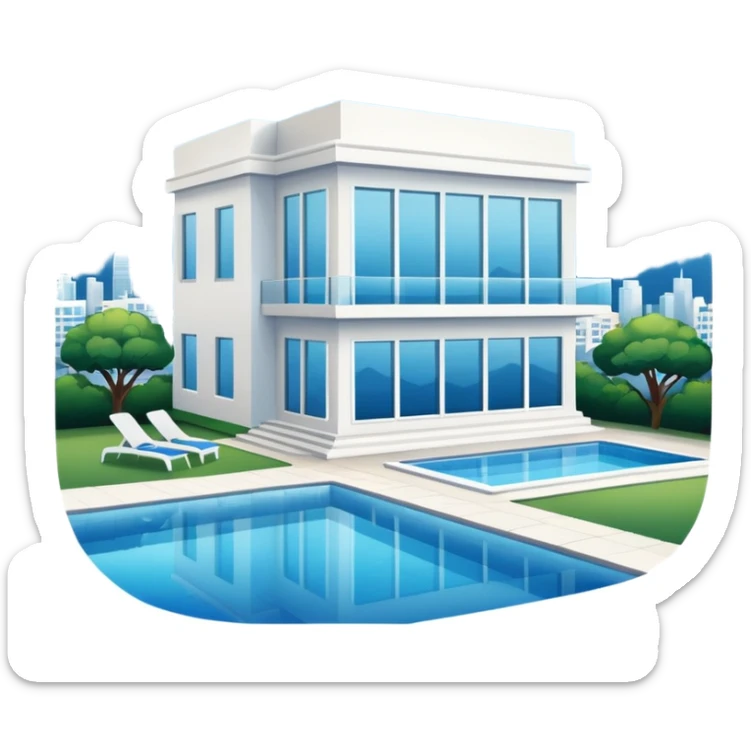 modern house on the hill, with a pool ON THE HILL WITH VIEW OF THE CITY sticker