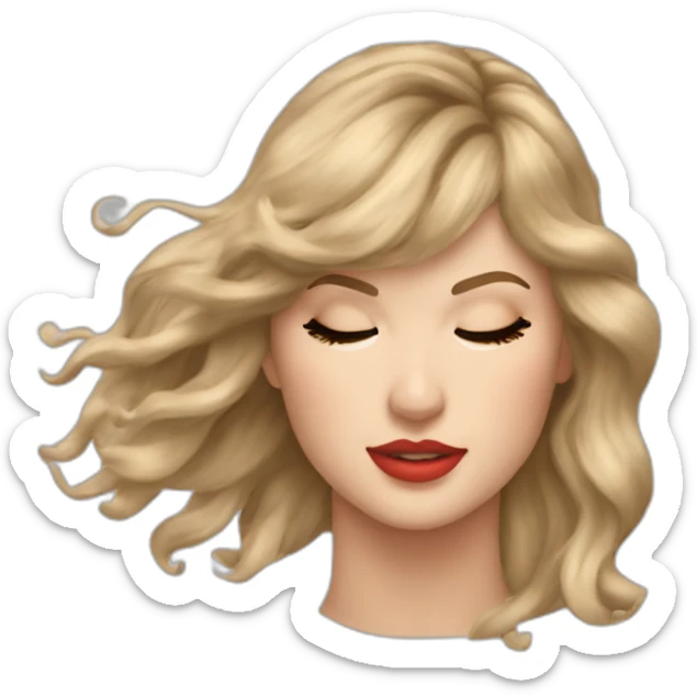 taylor swift longer hair flying as she whips her head to the side eyes closed sticker