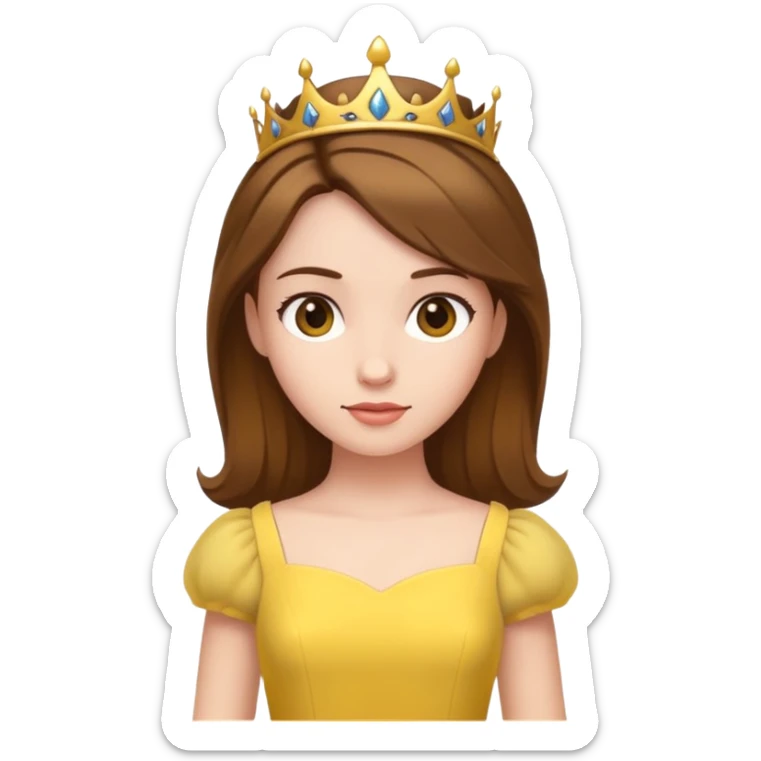 minimal simple princess with yellow dress and brown hair sticker