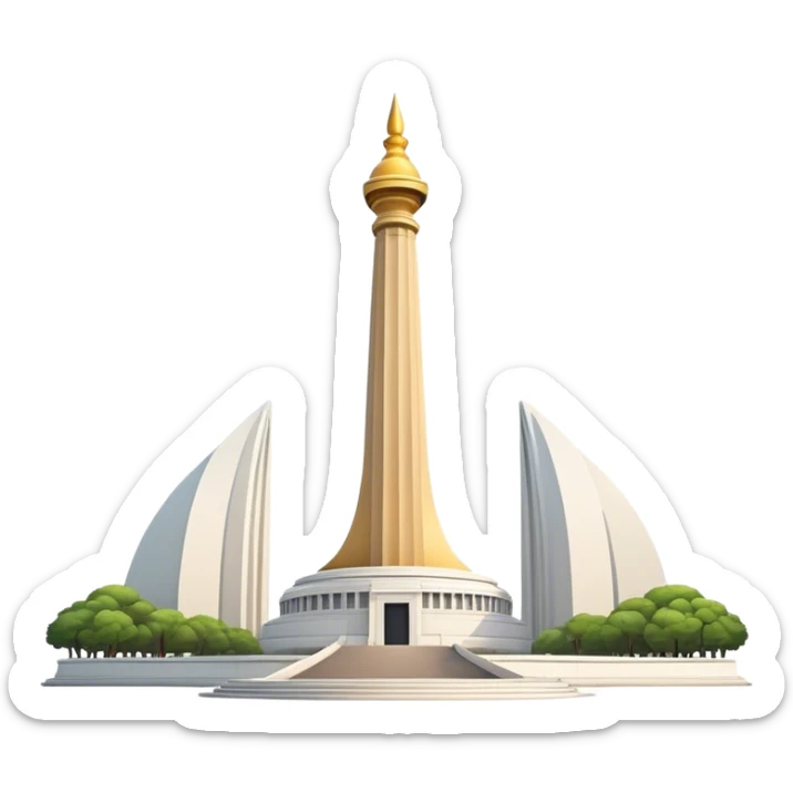 Cinematic Realistic Monas Landmark Emoji, depicted as the iconic National Monument rendered with crisp architectural detail and dynamic, urban lighting. sticker