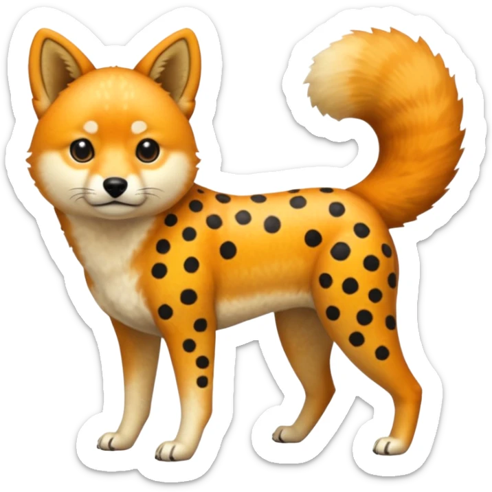 Trico-Shiba-Inu-Dingo-Cheetah-fusion-hybrid-animal-creature, full body  sticker