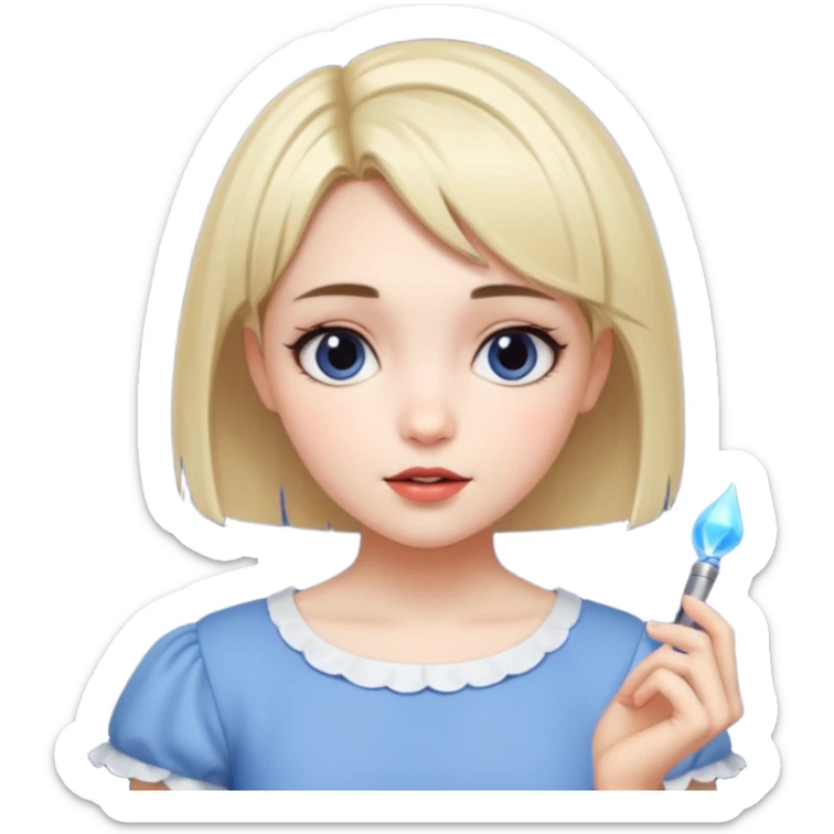 Garota cantarolando, com cabelo curto igual a personagem de crepúsculo "Alice" sticker