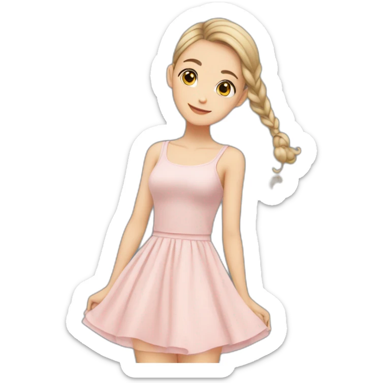 upperbody female child light skin dress spin skirt-lift cute adorable sweet sticker