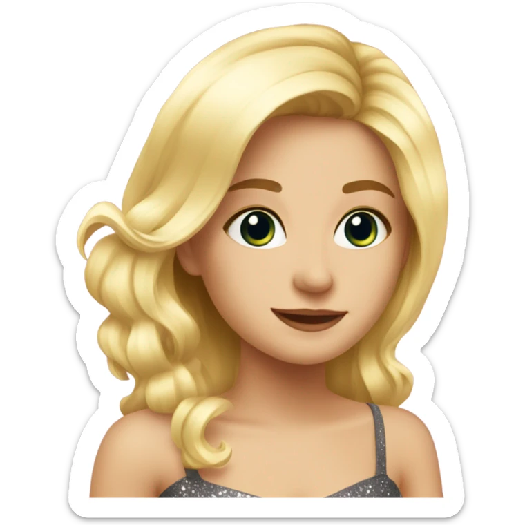 Blonde girl in dress at New Year’s party sticker