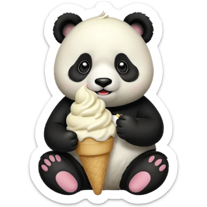 Panda eating ice cream sticker