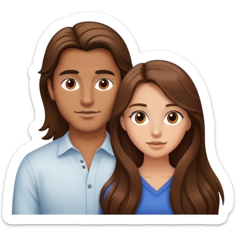 beautiful girl with long brown hair huge a man with brown hair sticker