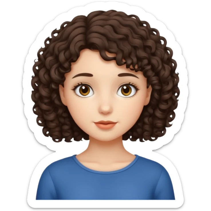 an emoji that describes a cute short curly hair brunette girl sticker