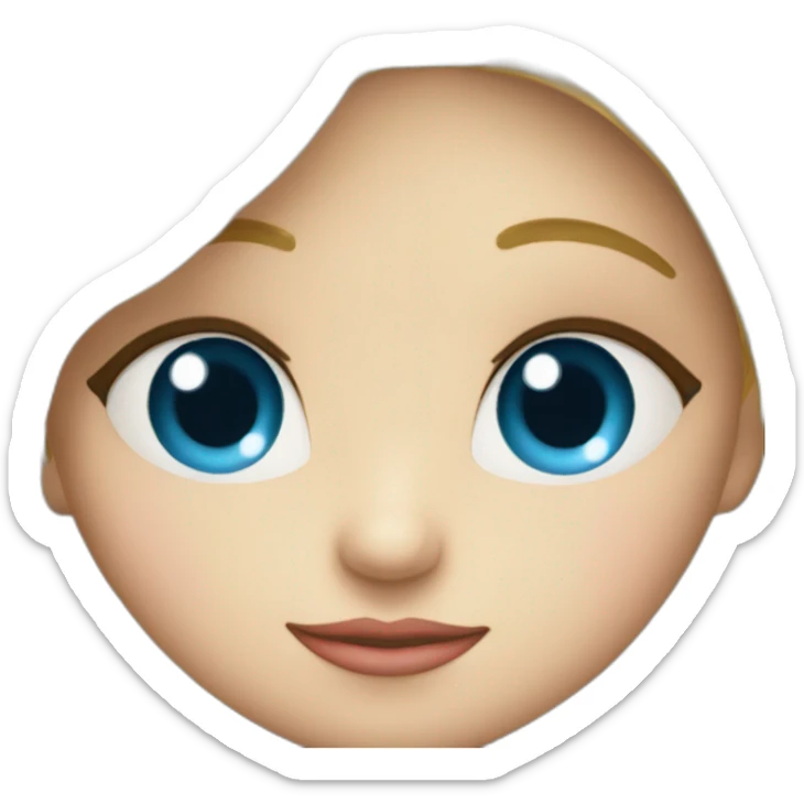 A blond boy with blue eyes who kisses a pretty blonde girl with blues eyes,  with a heart above their heads  sticker