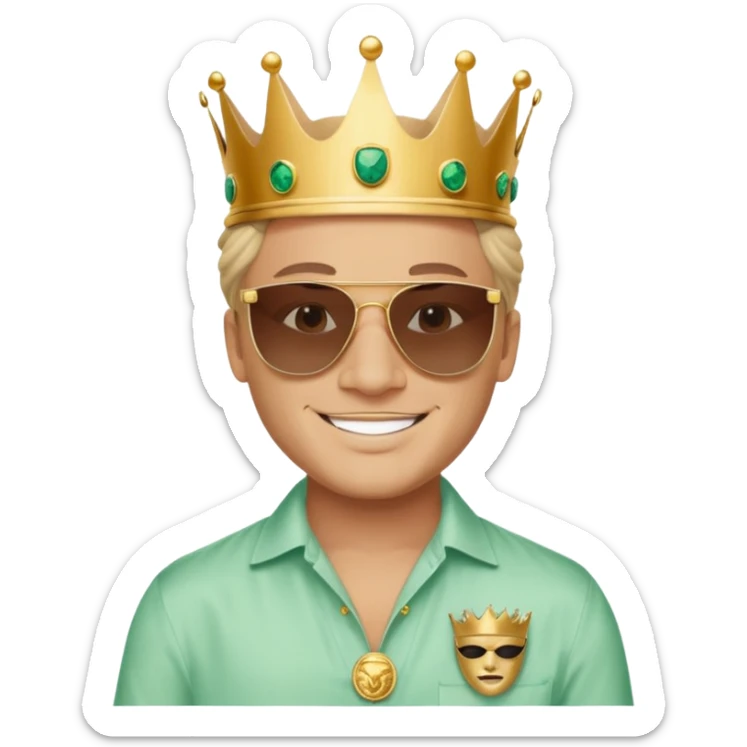 un principe con una corona de rolex con unos lentes Versace máscara y una camisa chemise Lacoste sticker