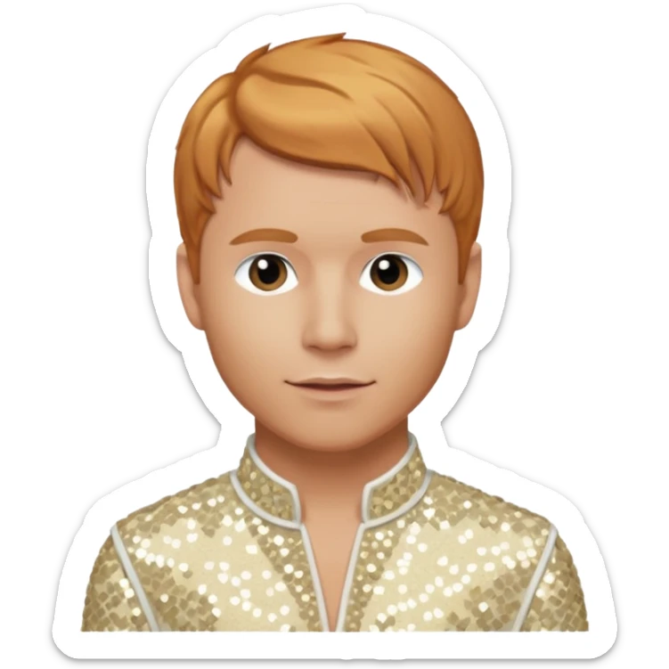 Brian Littrell from Backstreet Boys with reddish blonde hair, ivory sequin outfit sticker