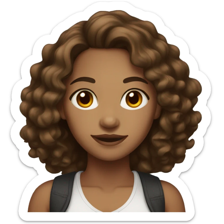 Light brown skin with dark brown curly hair and brown eyes woman sticker