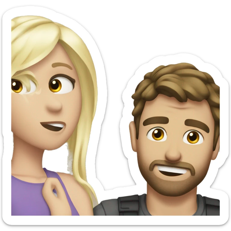 White blond boyfriend Ladung in Bad kuddling with brunette grilfriend sticker