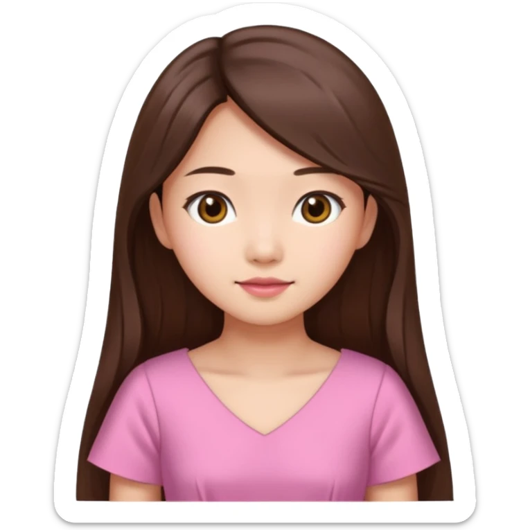 asian girl with long brown hair and fair skin wearing pink dress sticker