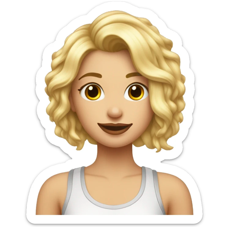 chica rubia de pelo corto sobre los hombros, tez blanca y un piercing de aro en la nariz sticker