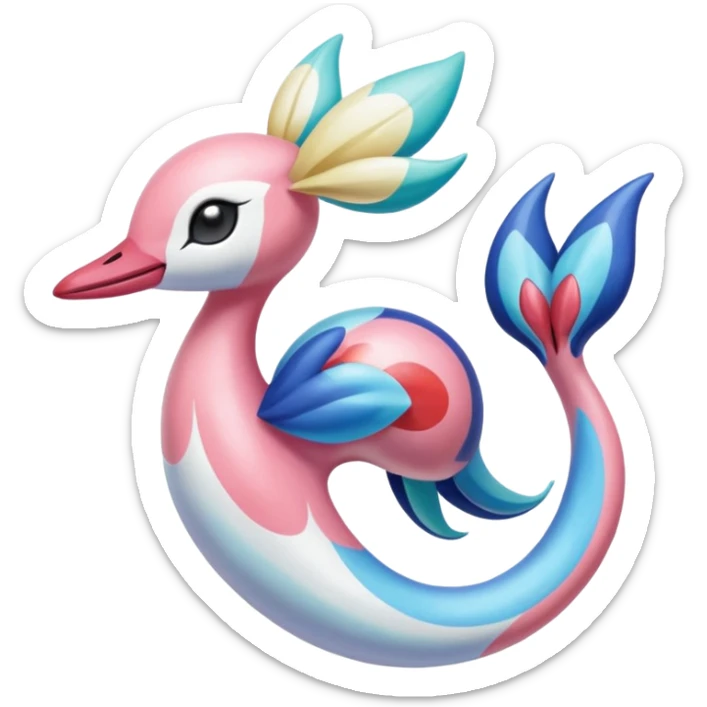 Colorful Exotic Meloetta-Swablu-Milotic-Cresselia-Primarina-Kirby-Fakémon-creature-hybrid sticker
