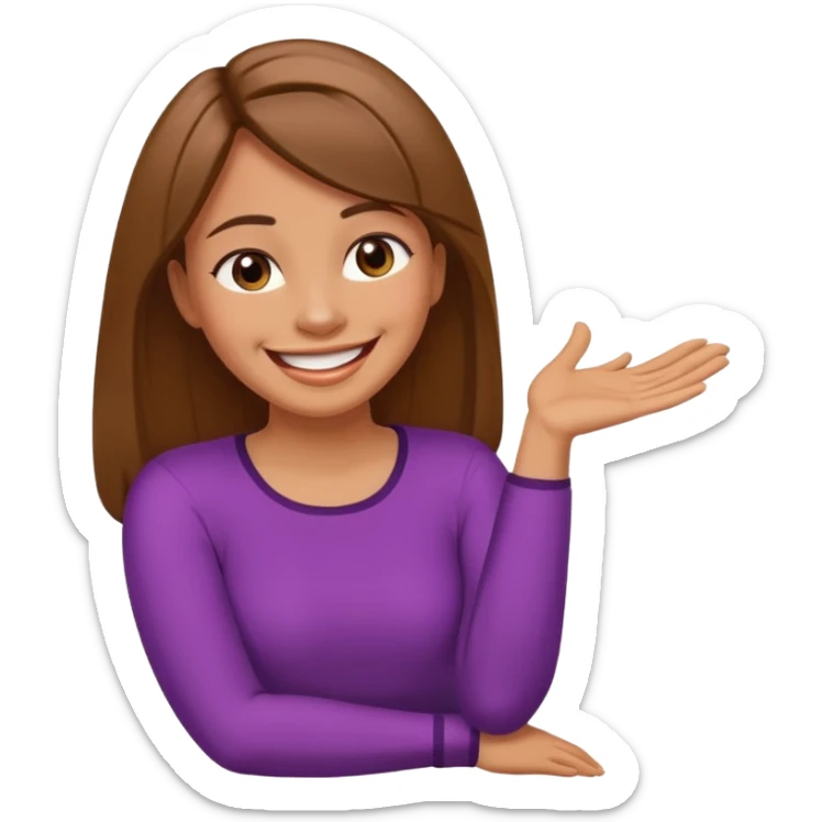 arms crossed holding neck laughing lady with brown straight hair and tan skin sticker