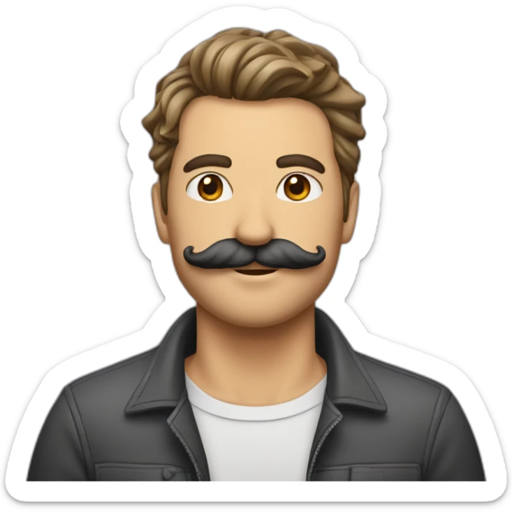 Homme au cheveux lisser sur le côté et avec une moustache carrée sticker