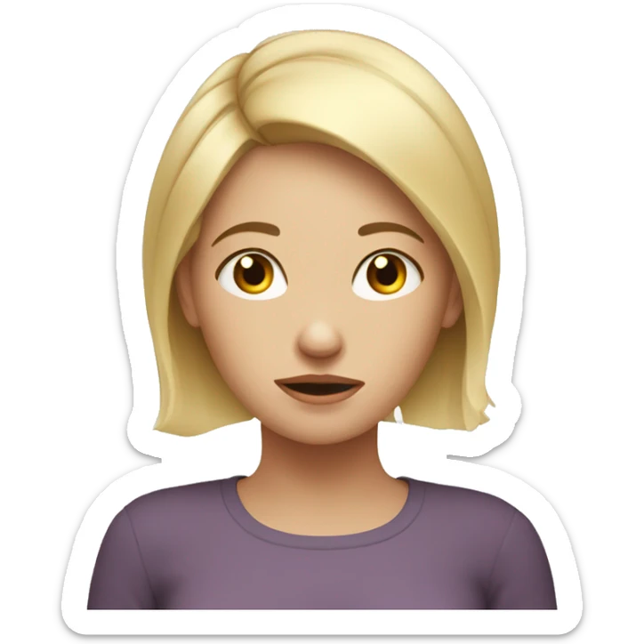 young woman, mother, stressed.. with highlights on her head, blonde, white skin sticker