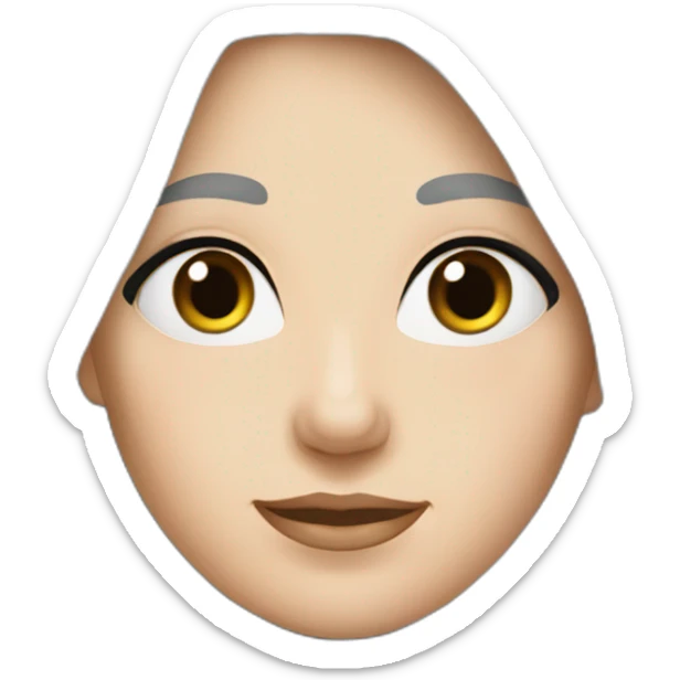 Woman at 40s, white pale skin, grey hair, big black eyes sticker