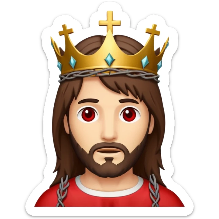 Christ on the cross with the crown of thorns and the blood on him sticker