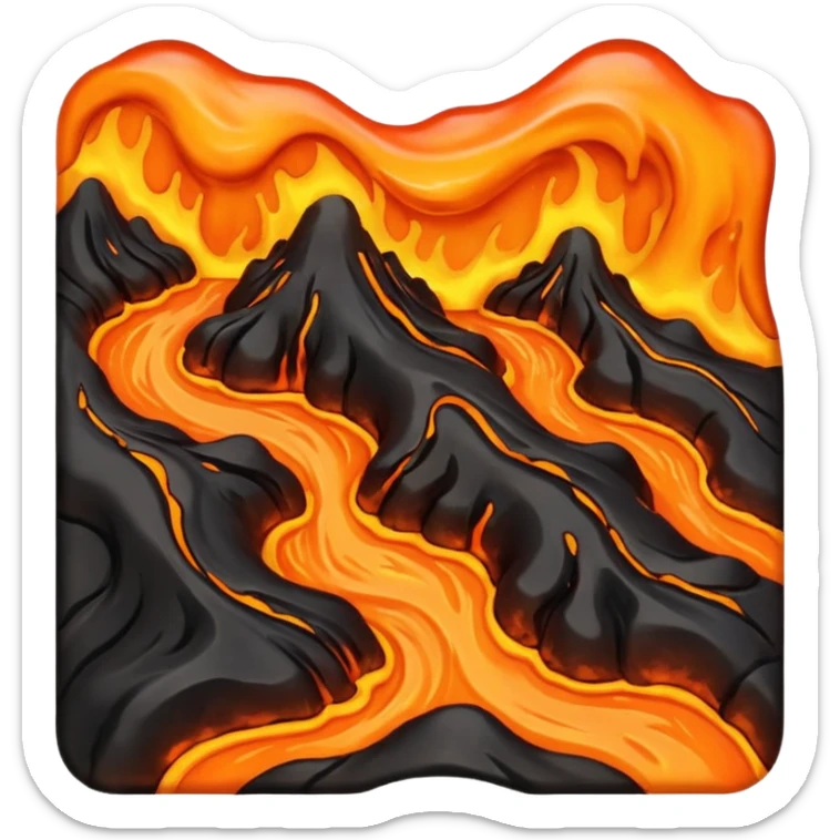 create an emoji of a little lava flow, no face just the lava, no volcano, something like a stain sticker