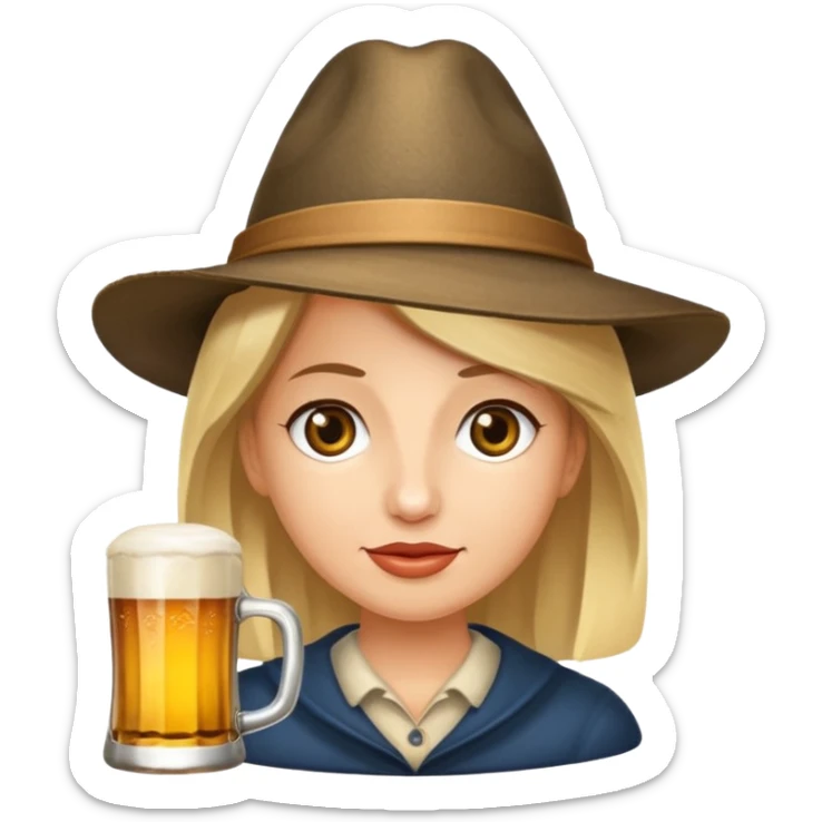 Erstelle das WhatsApp Emoji "zwinkerndes Gesicht" mit Bierkrug und Hut sticker