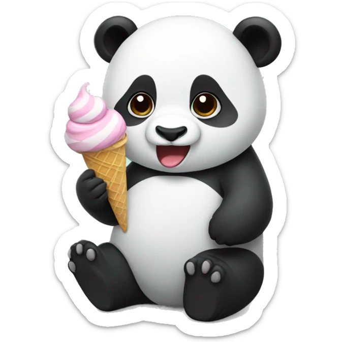 Panda eating ice cream sticker
