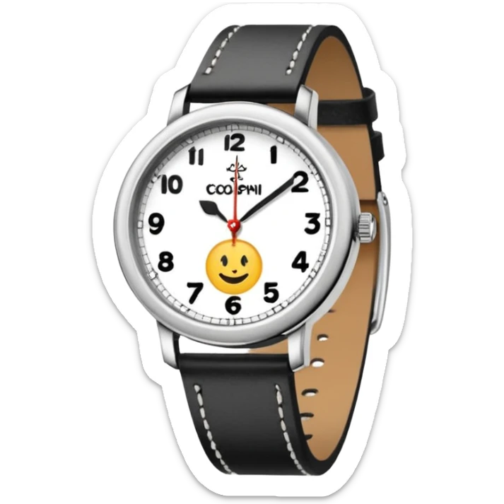 jolie montre à aiguilles, vintage, de couleur blanche, bracelet blanc en cuir sticker