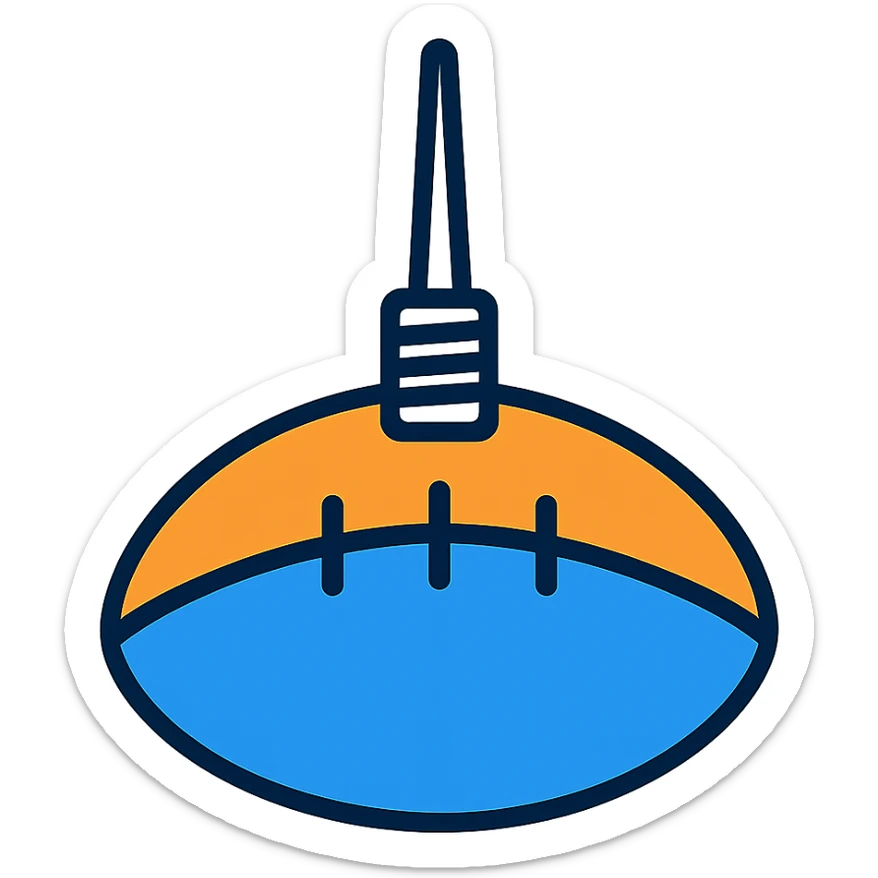 close-up of a football valve where the ball is pumped up, color outline icon style sticker