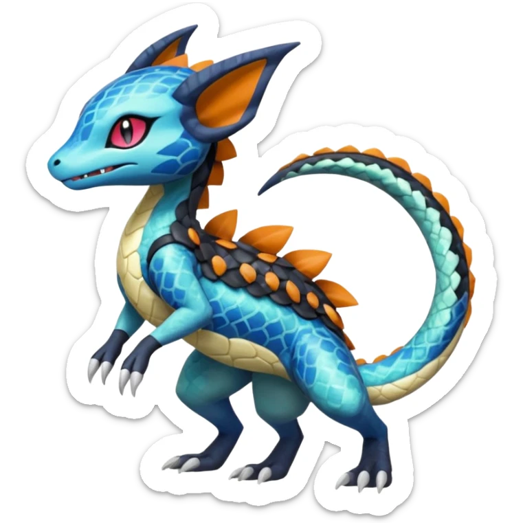 Meloetta-Dewott-Salandit-Nargacuga-Pokémon-Fakémon-fusion-hybrid-creature sticker