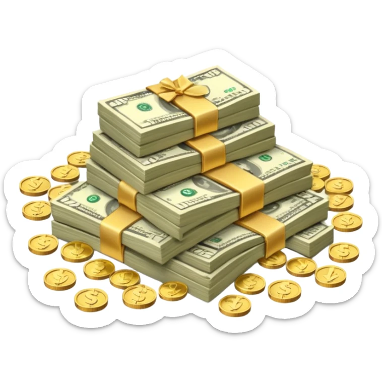 It's an image of money such as coins and bills, but there's only one or two neatly sticker