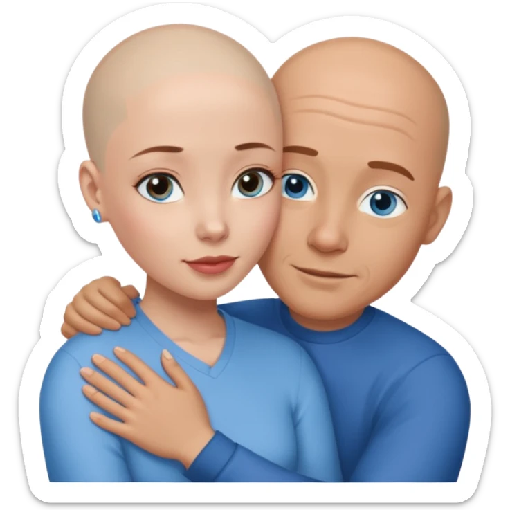Bald white man blue eyes in love with Filipina woman sticker