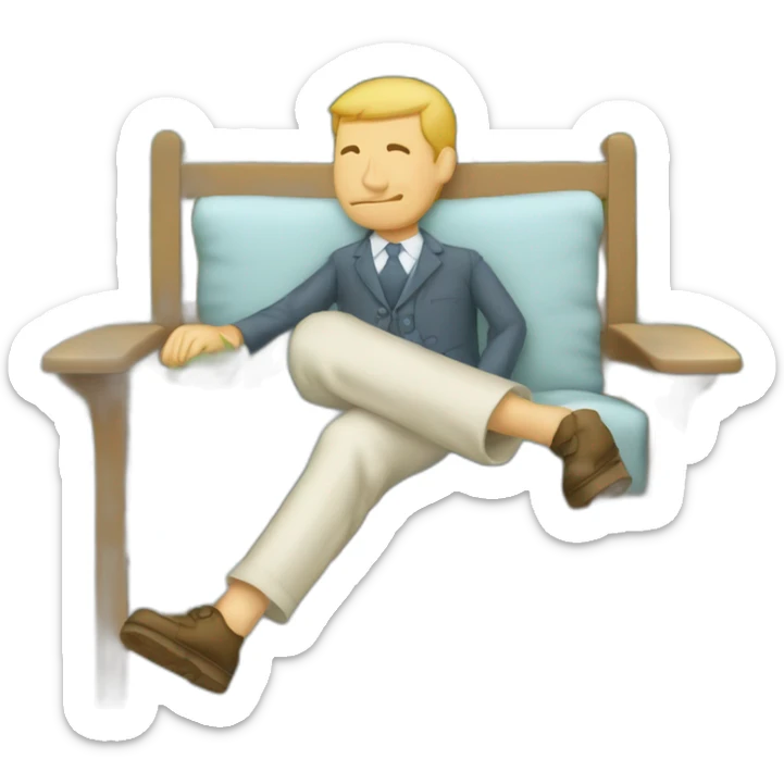 Homme qui fait un doigt d’honneur sur une chaise dans un jardin sticker