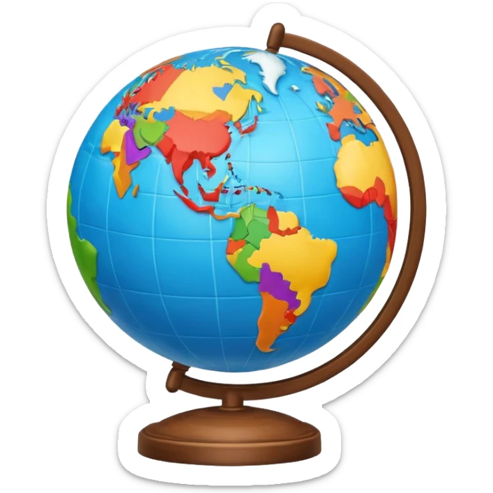 emoji representing 'entender el mundo' with a globe and symbols of understanding sticker
