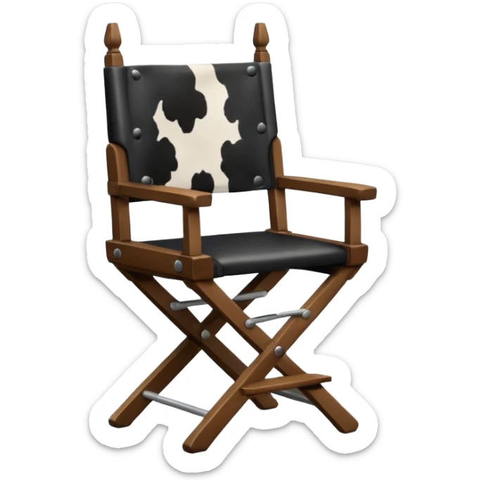 Director's chair from the back with a Friesan cow sitting in it sticker