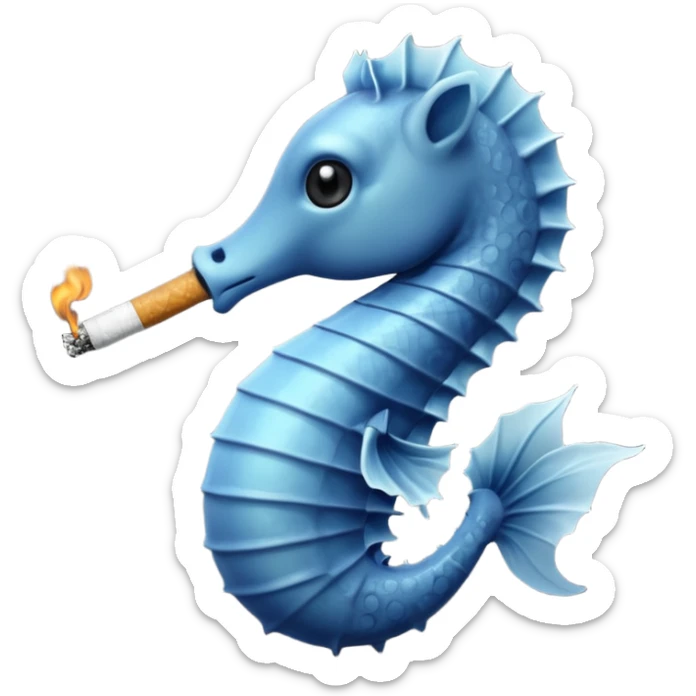Seahorse with a cigarette and smoke coming out of its mouth  sticker