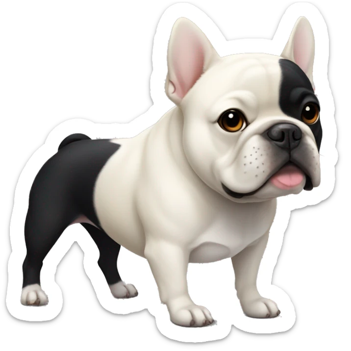 Black French bulldog with white chest standing nearby dog shiba inu  sticker