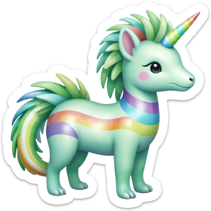 Iridescent striped rainbows pastel shiny sparkly zippy zappy icy Virizion-Trico-Amaura-Shaymin-hybrid-creature (full body) sticker