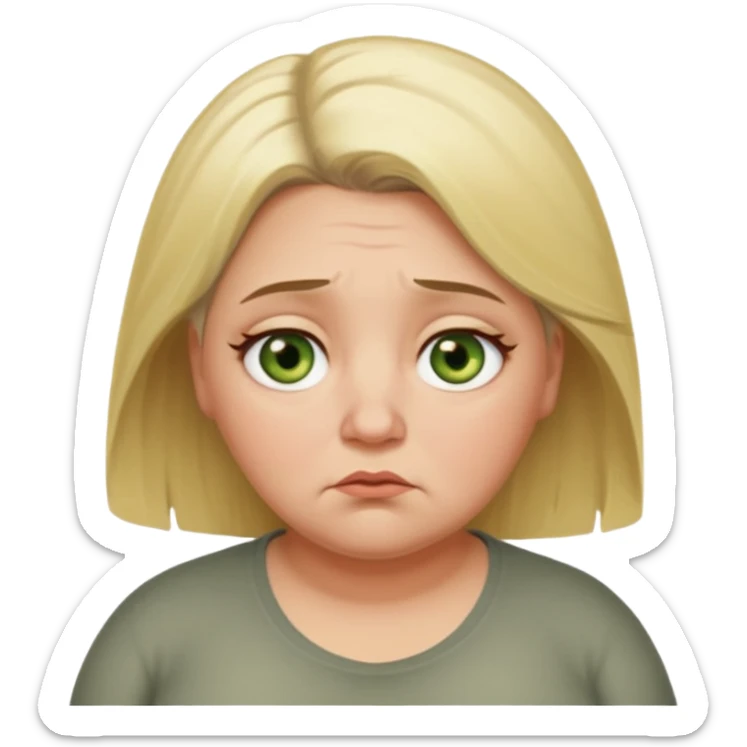 Overweight, blonde and grey haired female with golden green Hazel eyes having a bad week rolling eyes animated sticker
